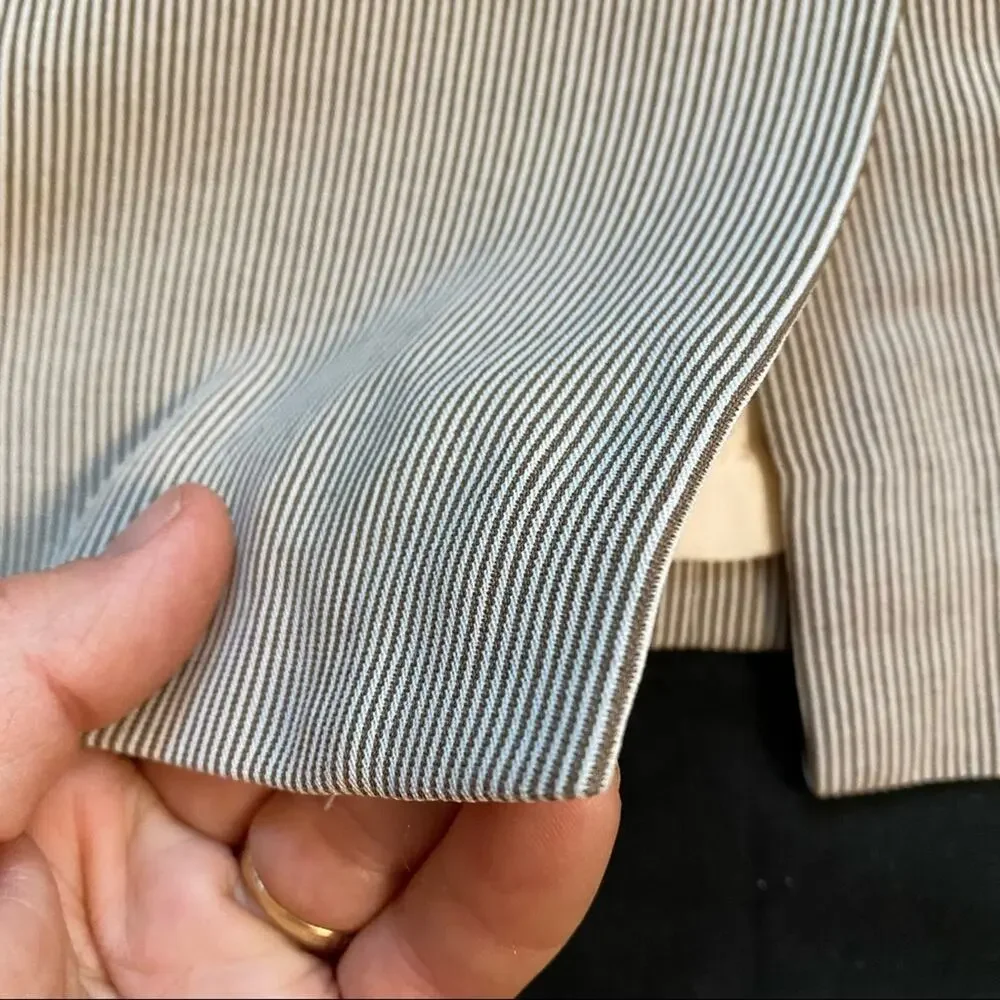 Talbots Pencil Skirt Womens 2P Brown White Pinstripe Excellent‎ Italian Fabric